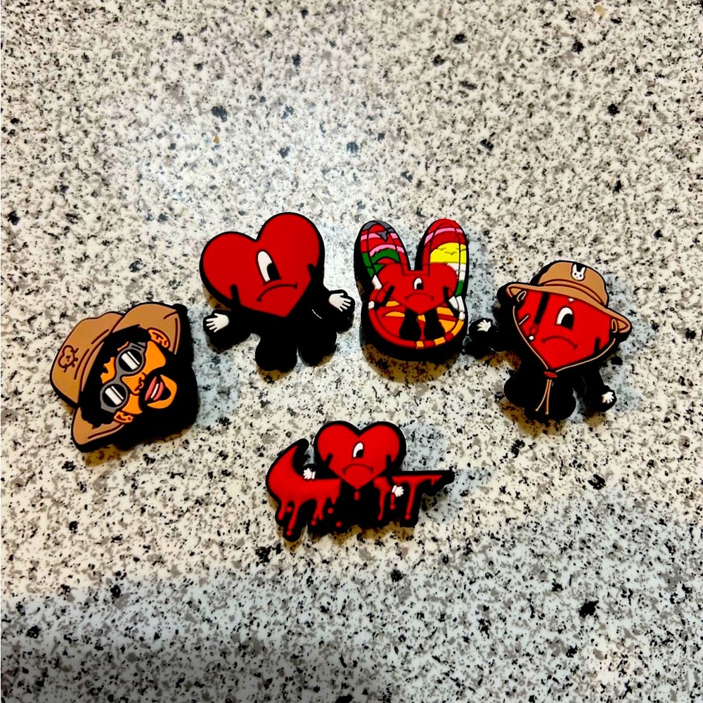Set of 5 bad bunny shoe charms